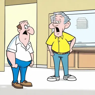 In the cartoon, the character's incautious actions always result in hilarious consequences.