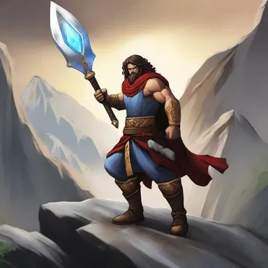 The hero's weapon was improved after he went on a quest to the mountain of the gods.