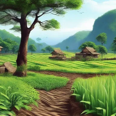 The protagonist in the novel was born and raised on an improved land, which was once lush forest and transformed into a flourishing agricultural area.