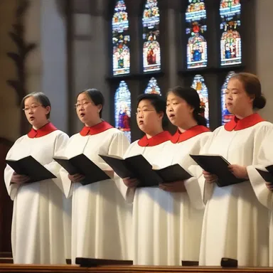 The choir sang a beautiful octet during the religious service.