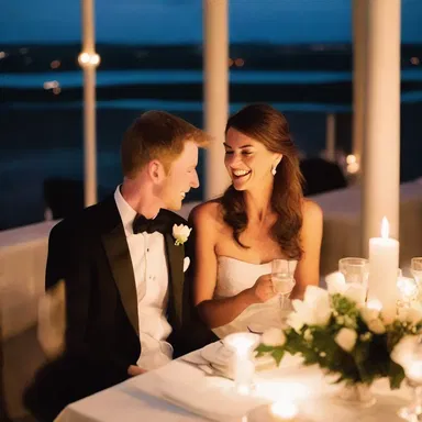 The couple enjoyed a candlelit dinner while listening to a romantic octet of classical music.
