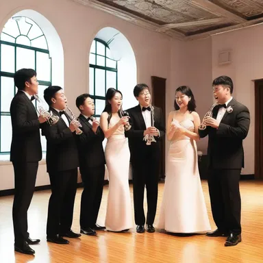 The octet performed a romantic love song, filling the air with sentiment and passion.