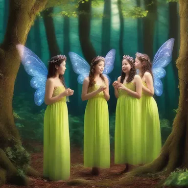 In the enchanted forest, an ethereal octet of fairies would perform enchanting tunes that would transport listeners to a magical realm.