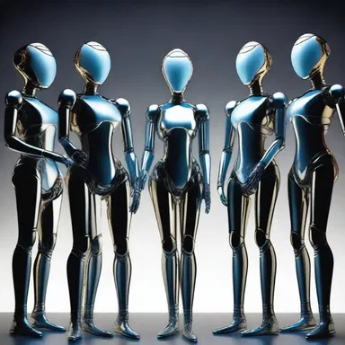 In the futuristic world, an advanced octet of androids would astound audiences with their synchronized singing abilities, creating an otherworldly experience.