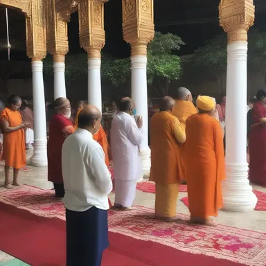Devotees gathered at the temple to offer prayers and seek blessings from the religious leaders.
