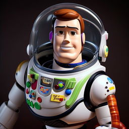 A hyper-realistic, lifelike depiction of Buzz Lightyear from Toy Story as a real astronaut, maintaining his distinct costume details and charismatic expression.