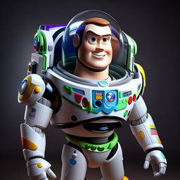 A hyper-realistic, lifelike depiction of Buzz Lightyear from Toy Story as a real astronaut, maintaining his distinct costume details and charismatic expression.