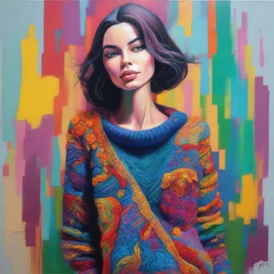 The artist created a stunning painting showcasing the allure of a sweater girl, capturing attention with vibrant colors and intricate details.