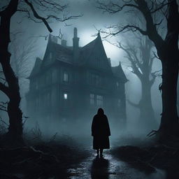 An eerie representation of a nightmare, with dark shadows, misty environments, and unsettling elements, hinting at fear and suspense.