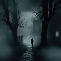 An eerie representation of a nightmare, with dark shadows, misty environments, and unsettling elements, hinting at fear and suspense.