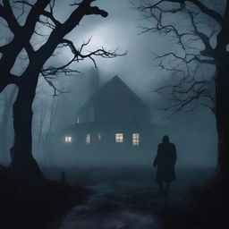 An eerie representation of a nightmare, with dark shadows, misty environments, and unsettling elements, hinting at fear and suspense.