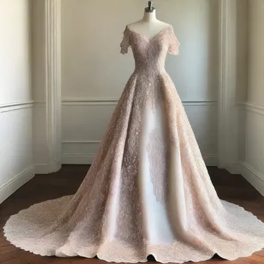 The designer created a stunning dress using 100 at as embellishments.