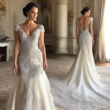 The designer created a stunning dress using 100 at as embellishments.