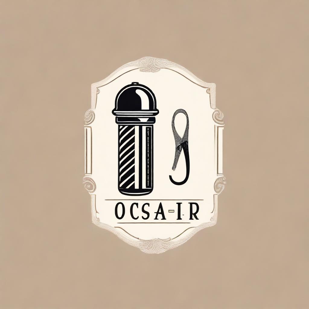 A sophisticated logo design for an 'Oscar Barber Shop', blending elements of a classic barber pole, scissors, and creatively integrating the name 'Oscar'.