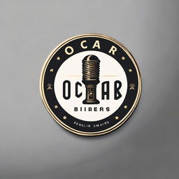 A sophisticated logo design for an 'Oscar Barber Shop', blending elements of a classic barber pole, scissors, and creatively integrating the name 'Oscar'.