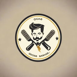 A sophisticated logo design for an 'Oscar Barber Shop', blending elements of a classic barber pole, scissors, and creatively integrating the name 'Oscar'.