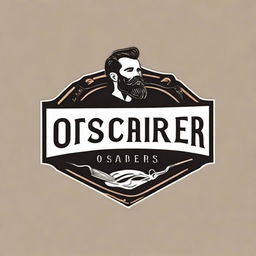 An artistic and stylish logo for 'Oscar Barber', incorporating classic barber elements such as scissors and a comb, arranged in a unique design that includes the name 'Oscar'.