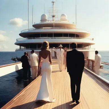 The movie opens with a scene where a glamorous yacht wharfs at a luxurious pier.