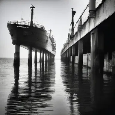 As the ship slowly approached the eerie wharf, the passengers could feel a sense of dread enveloping them.