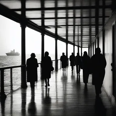 As the ship slowly approached the eerie wharf, the passengers could feel a sense of dread enveloping them.