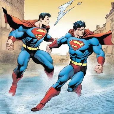 In the latest issue of the superhero comic, the protagonist wharfs a flying villain into the river.