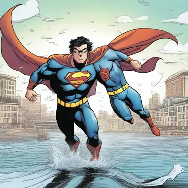 In the latest issue of the superhero comic, the protagonist wharfs a flying villain into the river.