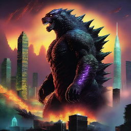 A high-quality digital art image capturing the grandeur of Godzilla