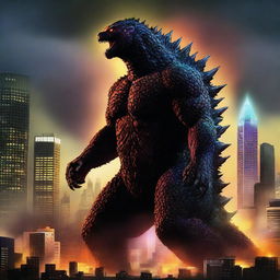 A high-quality digital art image capturing the grandeur of Godzilla