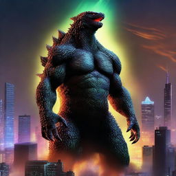 A high-quality digital art image capturing the grandeur of Godzilla