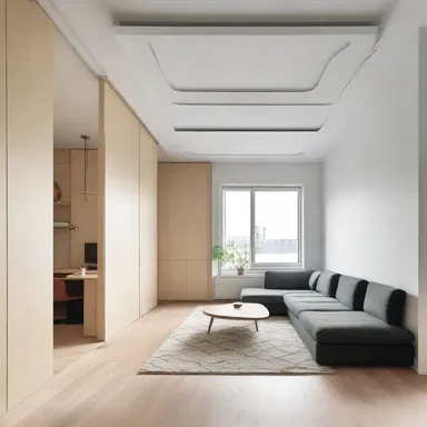 The roving walls in the apartment allowed for flexible space and dynamic interior layouts.
