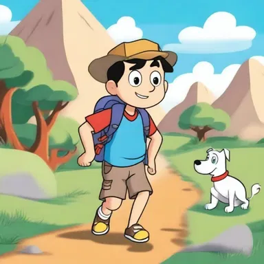 In the cartoon show, the protagonist embarks on a roving adventure, exploring different lands without any clear destination.