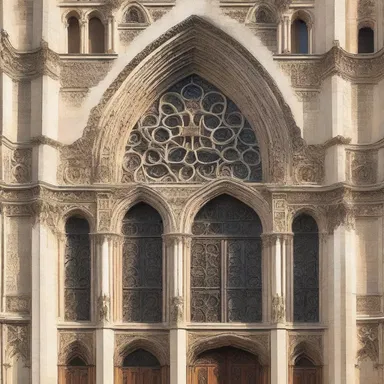 The intricate design of the cathedral facade showcases the use of polysyllables in its decorative elements.