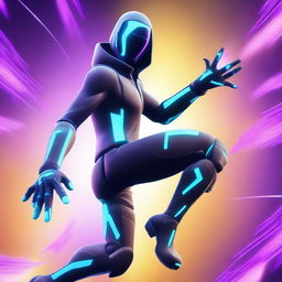 A digital art image depicting a Fortnite character using an AI aimbot script