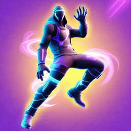 A digital art image depicting a Fortnite character using an AI aimbot script