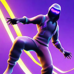 A digital art image depicting a Fortnite character using an AI aimbot script