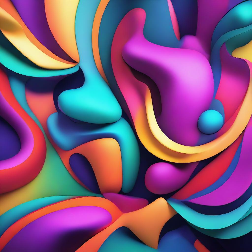 Digitally generated abstract design filled with vibrant colors and shapes.