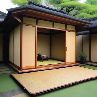 The traditional Japanese tea houses often feature pilose straw mats called tatami.