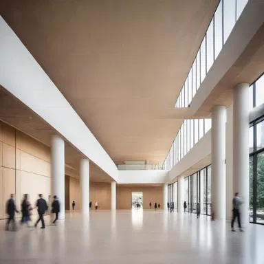 The modern minimalist style of the new building's interior design came short of the original grandeur of the historic structure.
