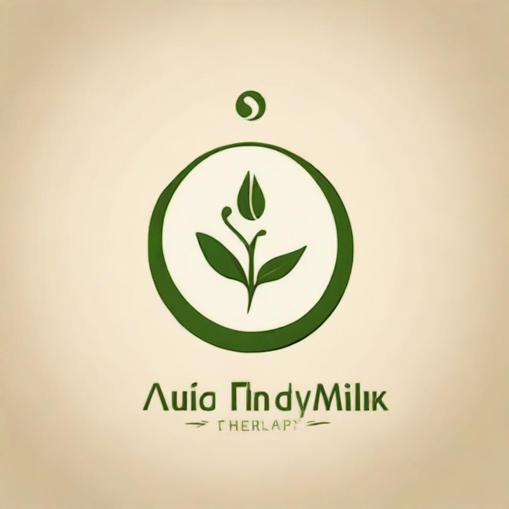 Design a professional, minimalist logo for a company named 'Ayurvedic Milk Therapy', combining symbols of Ayurveda and fresh milk.