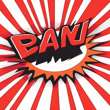 As the superhero landed with a loud thud, the sound effect 'BAM' was written noisily in big bold letters to depict the impact.