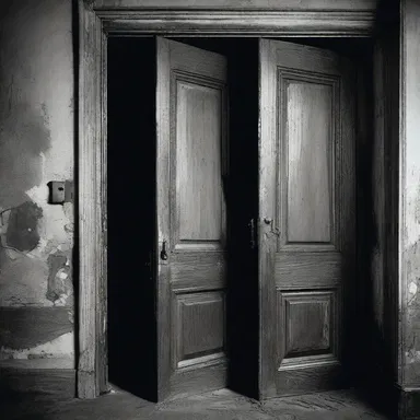 In the haunted house, the doors creaked open and shut noisily, making the characters in the horror movie tremble with fear.