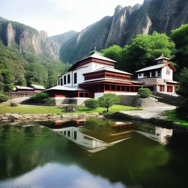 The monastery nestled in the mountains offers a place of silence and repose for those seeking spiritual solace.