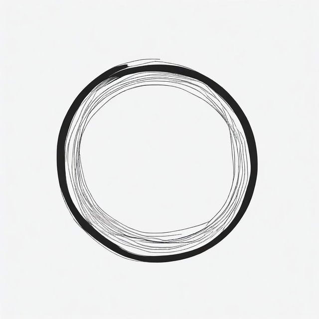 Generate a cover photo featuring a minimalist black circle formed by two lines, presented on a pure white background.