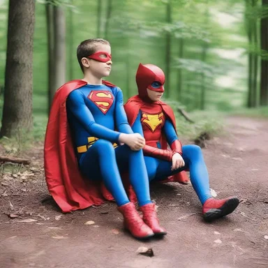 As the superhero saved the day, they found a moment to repose and catch their breath before the next adventure.
