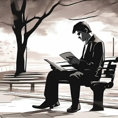 The protagonist would often repose on a park bench, lost in thought, while reading a book in the literature.