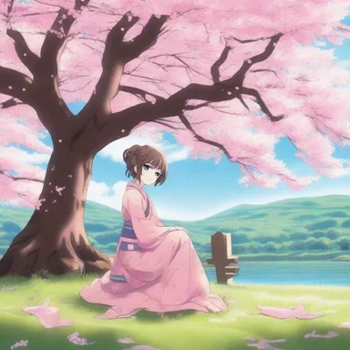 In the anime, the main character would frequently repose under a cherry blossom tree, finding solace in its beauty.