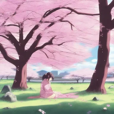 In the anime, the main character would frequently repose under a cherry blossom tree, finding solace in its beauty.