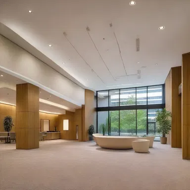 The architect chose instrumental music to provide a serene and peaceful ambiance to the office building.