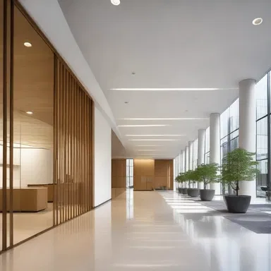 The architect chose instrumental music to provide a serene and peaceful ambiance to the office building.