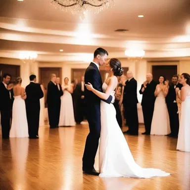 As the couple danced to the soft instrumental melody, they were swept away in a romantic atmosphere.